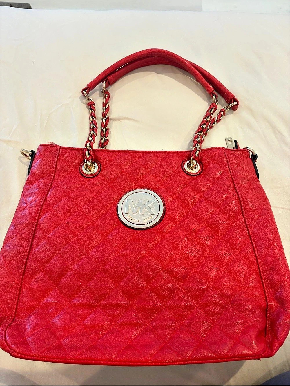 Michael Kors Quilted Shoulder Bag in Red